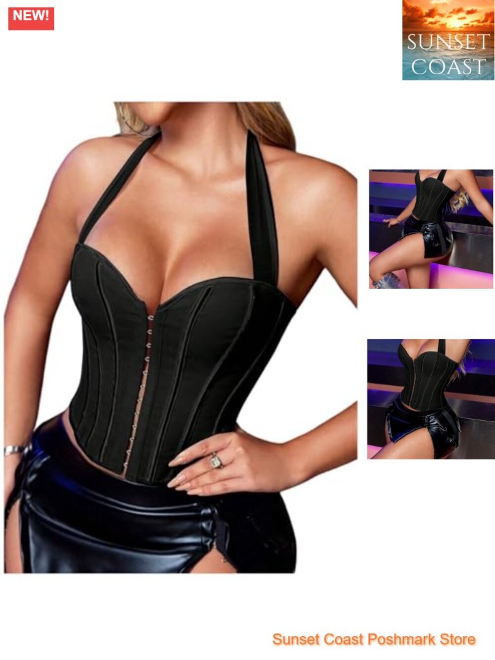 Lace Up Halter Bustier Corset Backless Cropped Party Top